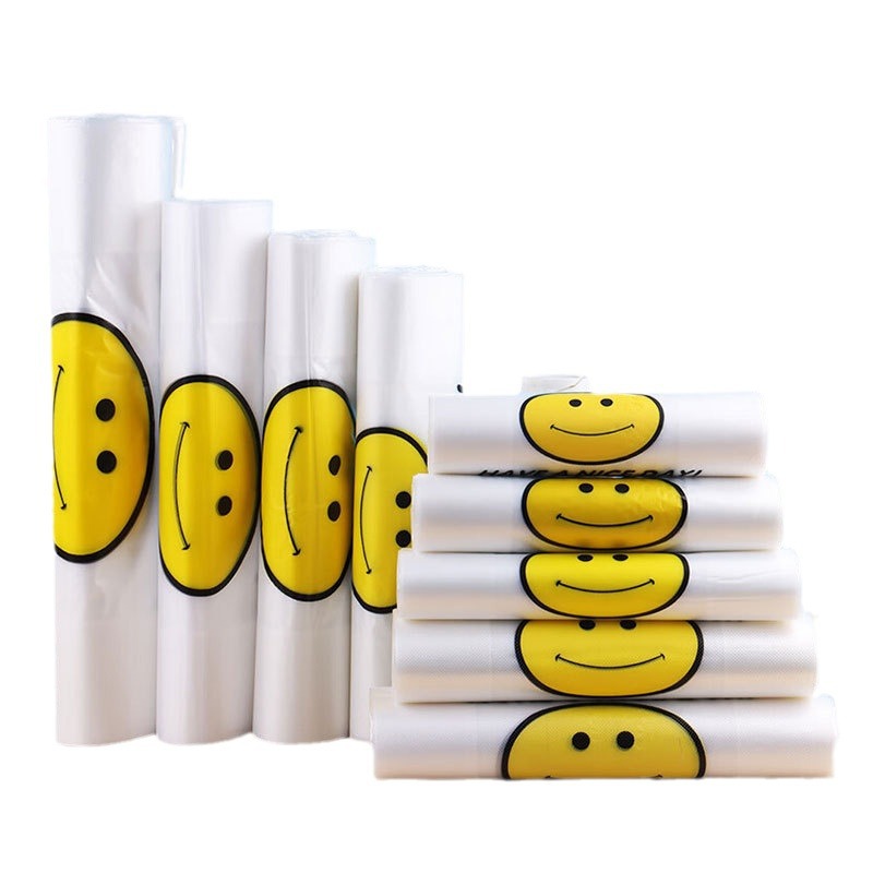 笑脸塑料背心袋食品水果外卖打包拎袋一次性超市购物手提袋子批发详情图5