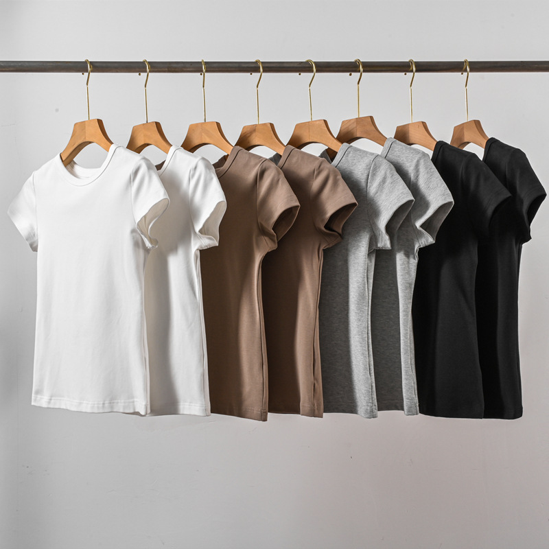 [2.0 High-end Luxury]UNIC@ Short-sleeved T-shirt King 50 Velvety Solid Color T-shirt Round Neck Straight Shoulder Slimming Women's Short-sleeved T-shirt Application Scenario