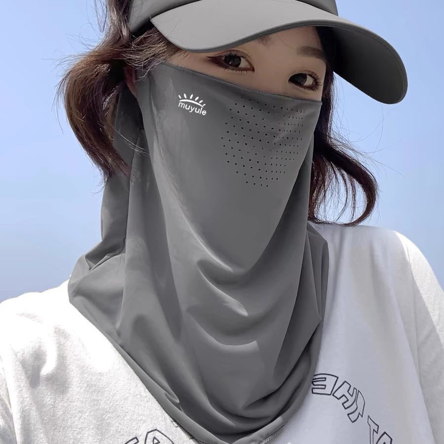 Summer sun protection face mask, women's outdoor full face neck guard, neck wrap, one-piece ear-hanging neck cover myl