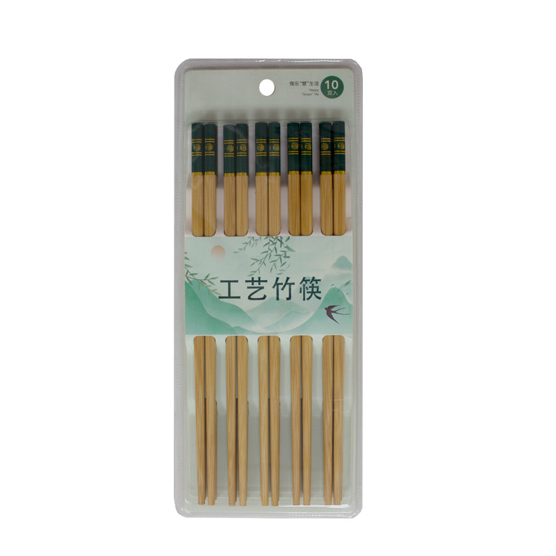 家用印花竹筷白底实物图