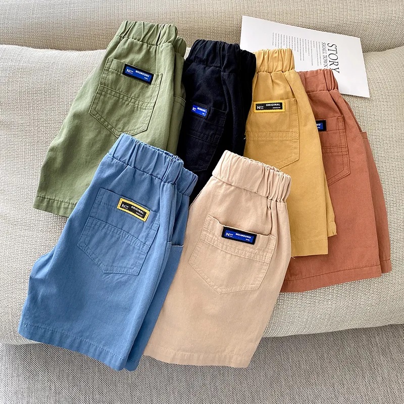 童装工装裤短裤夏季薄款男童休闲裤新款儿童夏装纯色五分外贸爆款