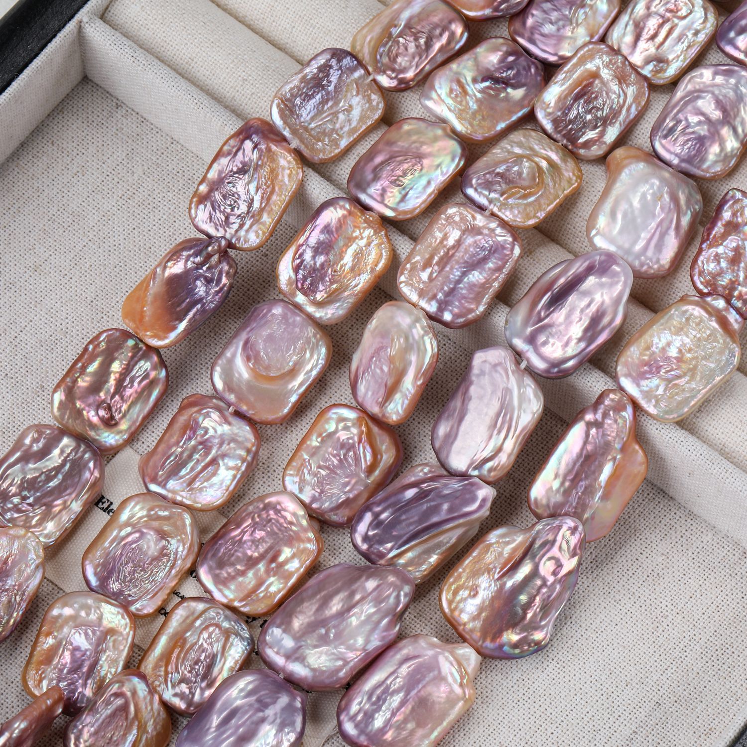 Wholesale of semi-finished products of semi-finished diy handcrafted necklaces made of bright natural freshwater pearl rectangular blocks in Baroque shapes