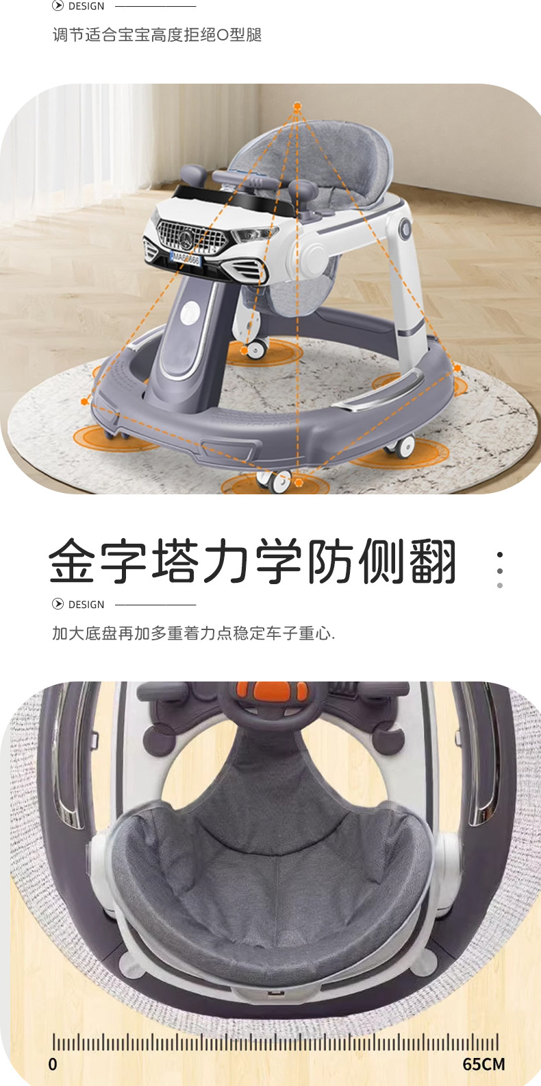 新款婴儿学步车6到18个月防o型腿多功能防侧翻宝宝学走路助步车详情7