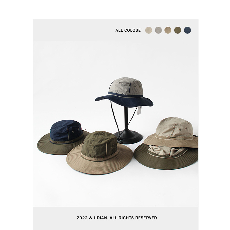 2022 Draw Rope Fisherman Hat Women Summer Sun Protection Outdoor Mountaineering Breathable Sun Hat Fishing Hat Men Trendy details Picture