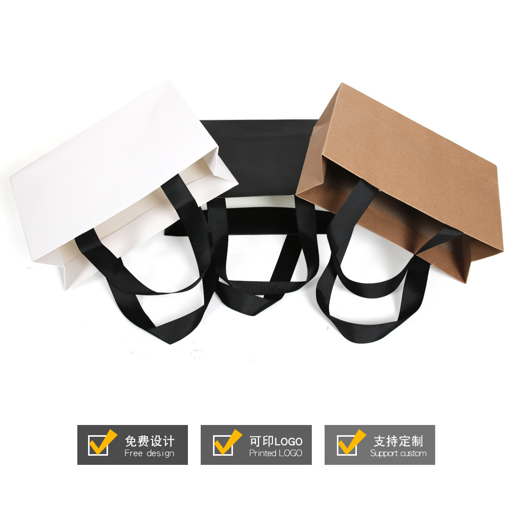 Gift Paper Bag Blank Clothing Tote Bag Kraft Paper Hand Bag Thread Rope Corporate Advertising Bag Printing Item Picture