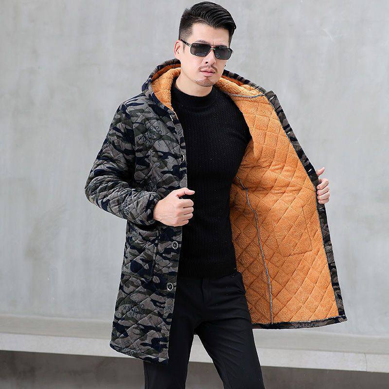 Men's work clothes for autumn and winter, with added fleece and thickened warmth, work protective clothing, kitchen aprons, adult coveralls, men's cotton-padded clothes, large sizes details Picture