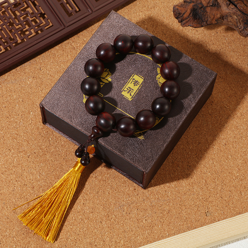 2.0 Indian Lobular Rosewood Buddha Beads Bracelet Men's And Women's Single Circle Disk Play Rosary Bracelet Car Pendant Accessories