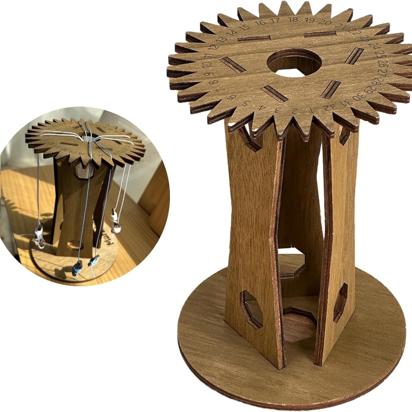 Silvansculpt Vertical Wooden Tabletop Kumihimo Disc Diy Handmade Rope Weaving Wooden Tools Item Picture