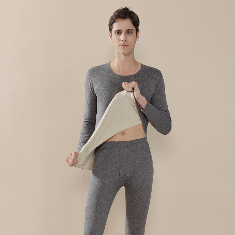 2023 New Cashmere Silk Thermal Underwear Female Ab Face Double-Sided Wool Plus Cashmere Long Johns Male Suit Wholesale Specification drawing