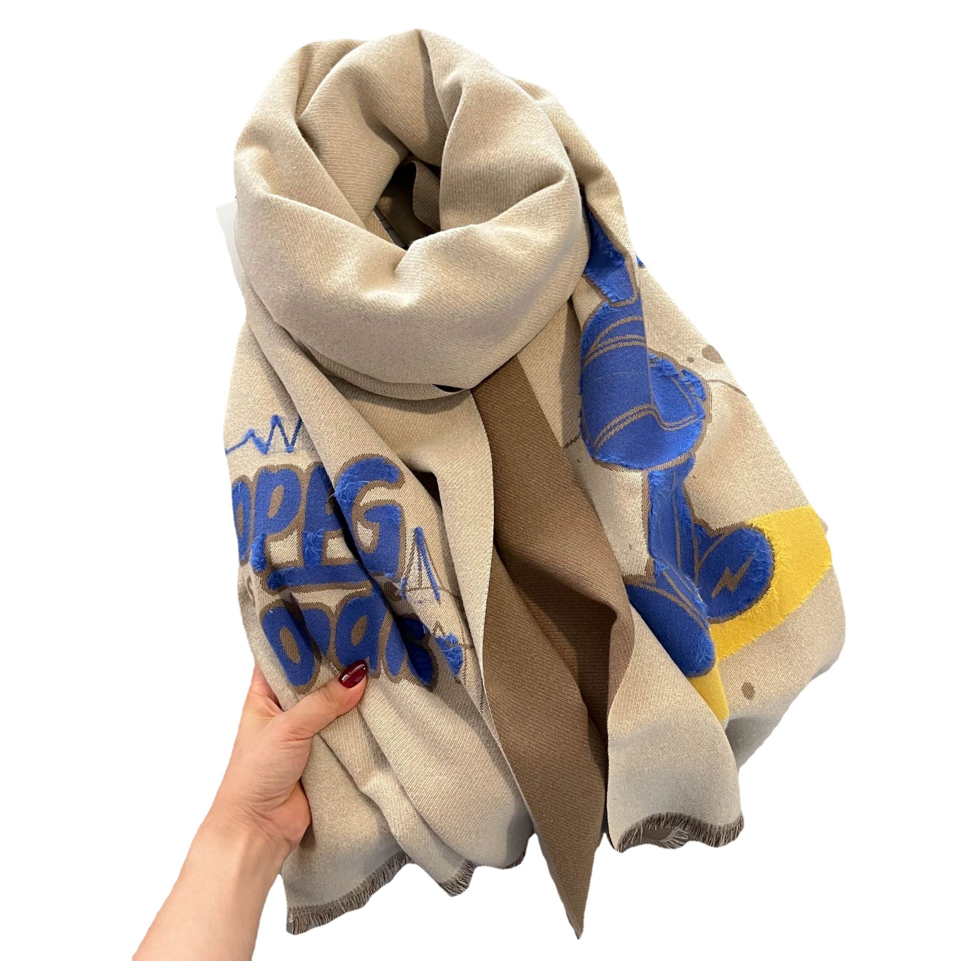 وشاح منفوش من كتاب أحمر صغير، وشاح كاريكاتوري من الصوف Item Picture