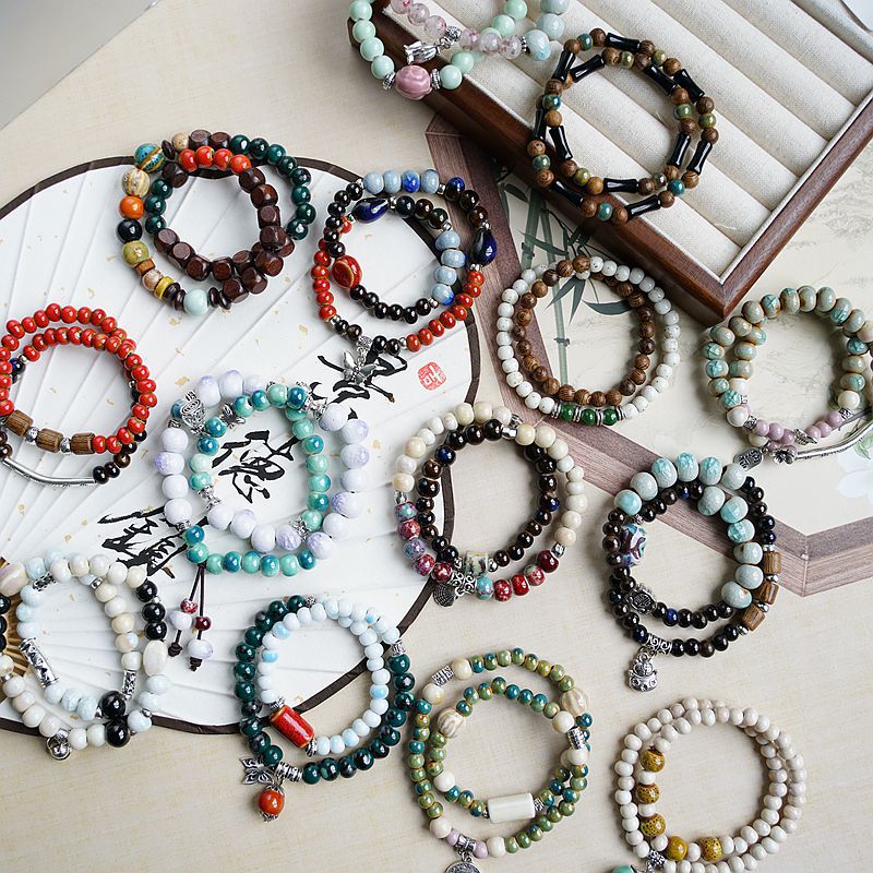 Jingdezhen ceramic bracelet butterfly jewelry women all senior sense hand woven string new Chinese hand jewelry wholesale