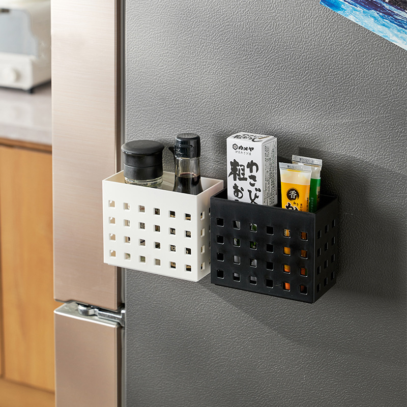 Japanese Magnetic Absorption Shelf Refrigerator Magnet Wall Hanging Storage Box Rack Seasoning Storage Shelf Free Punch Storage Specification drawing