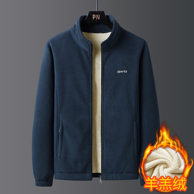 Fleece Jacket Lamb Fleece And Fleece Thickened Men's Coat Manufacturers Directly Supply Cross-Border Large-Size Hoodie In Autumn And Winter Item Picture