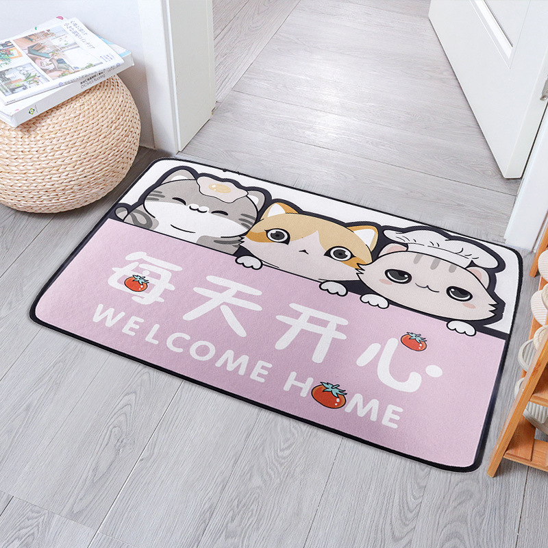 Wholesale of cartoon door MATS, rectangular printed kitchen floor MATS, living room and children's room floor MATS, absorbent floor MATS details Picture