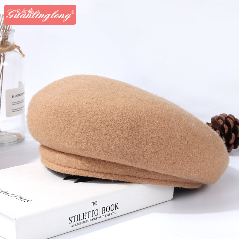 Factory Directly Sale Custom Embroidered Wool Beret Women French Wool Beret full figure