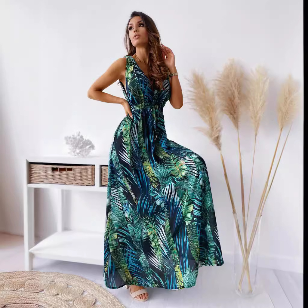 wish, an independent foreign trade website in Europe and America, offers a new summer dress with printed backless straps for Amazon in 2021 Specification drawing