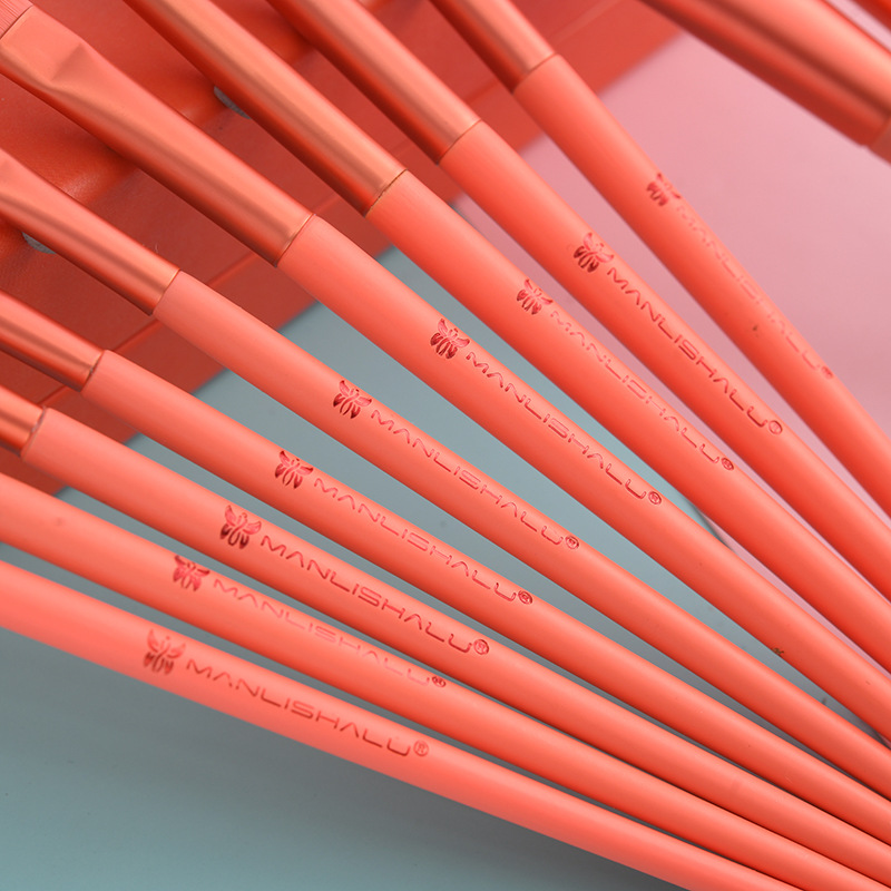 Coral Orange fix same style makeup brush set, 13 beauty brushes, soft bristles fit well, complete set of makeup tools gift box Application Scenario