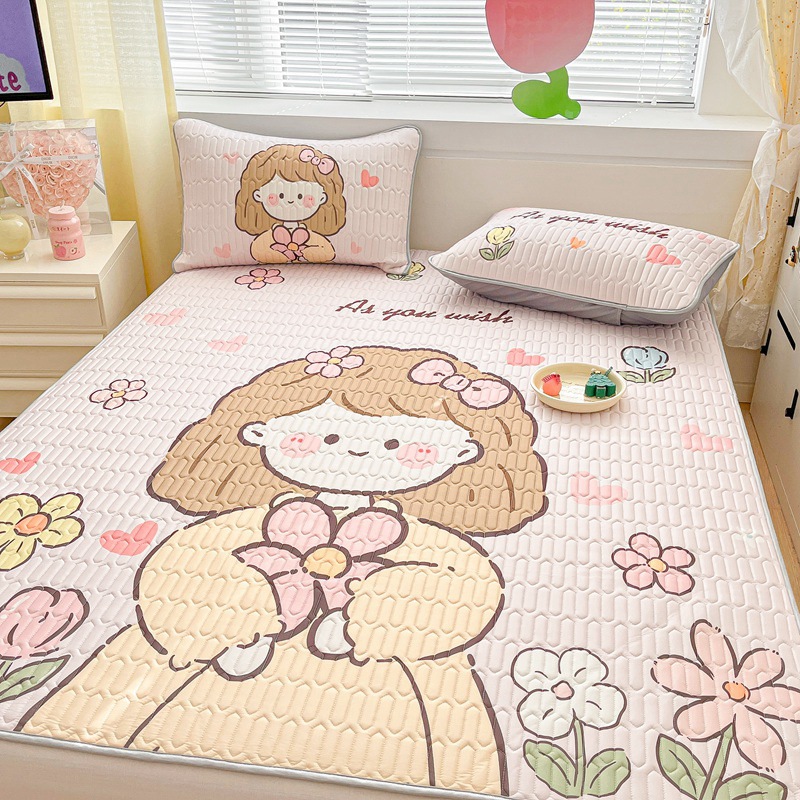 Wholesale latex mat three-piece set, thickened air-conditioned mat, machine-washable in summer, ice silk children's soft mat, one-piece consignment details Picture