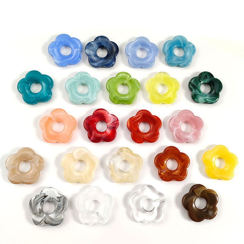 Manufacturers Directly Supply Acrylic Mixed Color Hollow Five Flowers Straight Hole Handmade Diy Jewelry Accessories Earring Material Package Item Picture