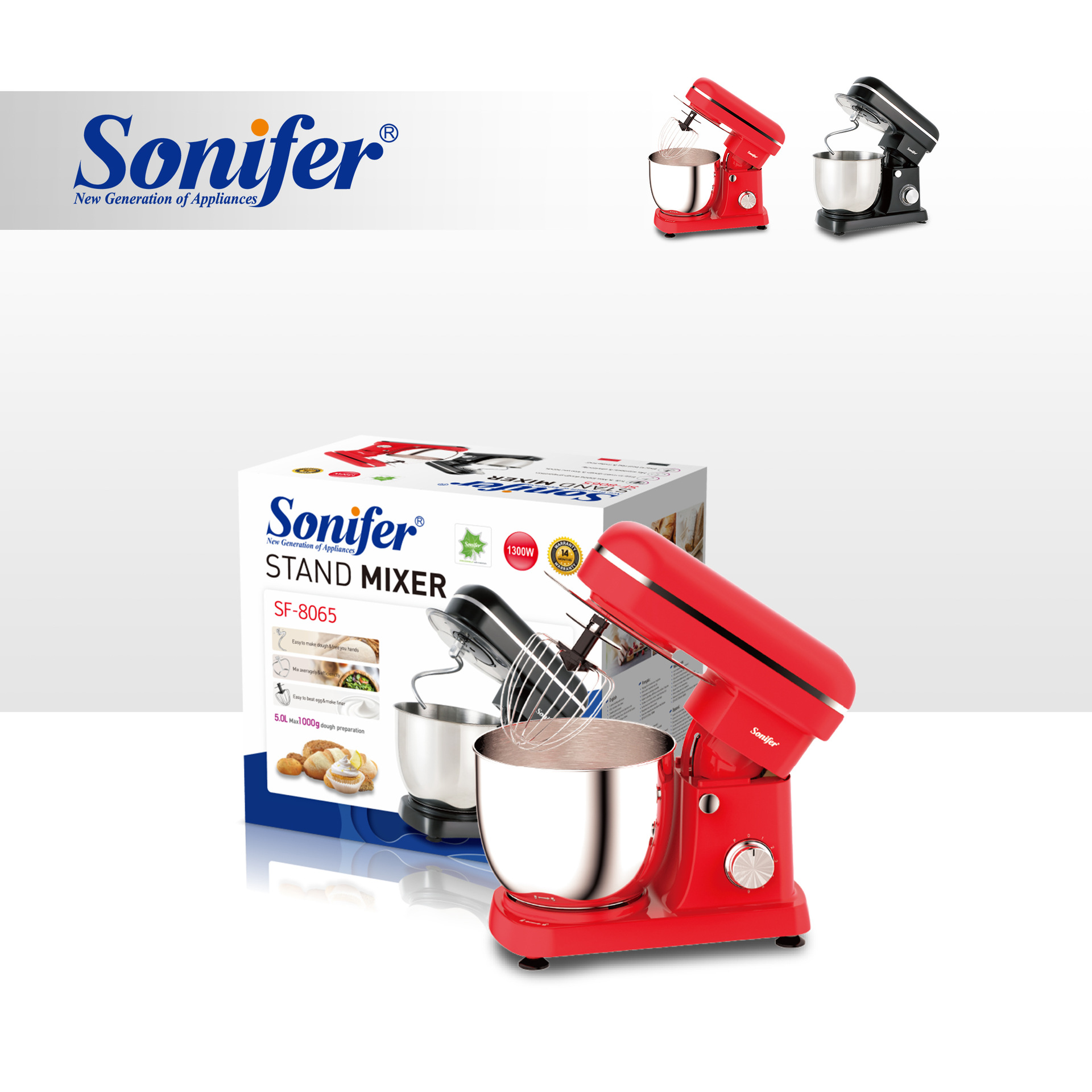 Sonifer 家用5L和面机厨师机揉面机 SF-8065