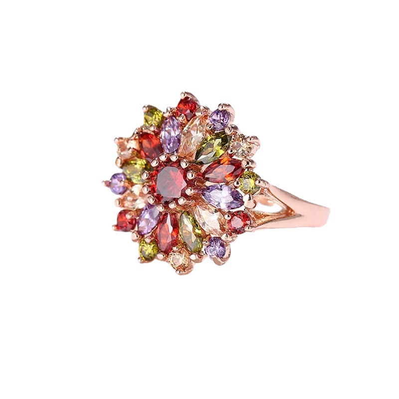 2022 Fashion Colorful Crystal Ring, Mona Lisa AAA Zircon Ring, Rose Gold Ring for export Item Picture