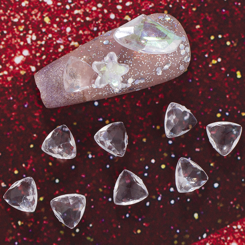 7*7mm尖底透明白三角形美甲饰品 diy饰品配件异形钻指甲配饰批发