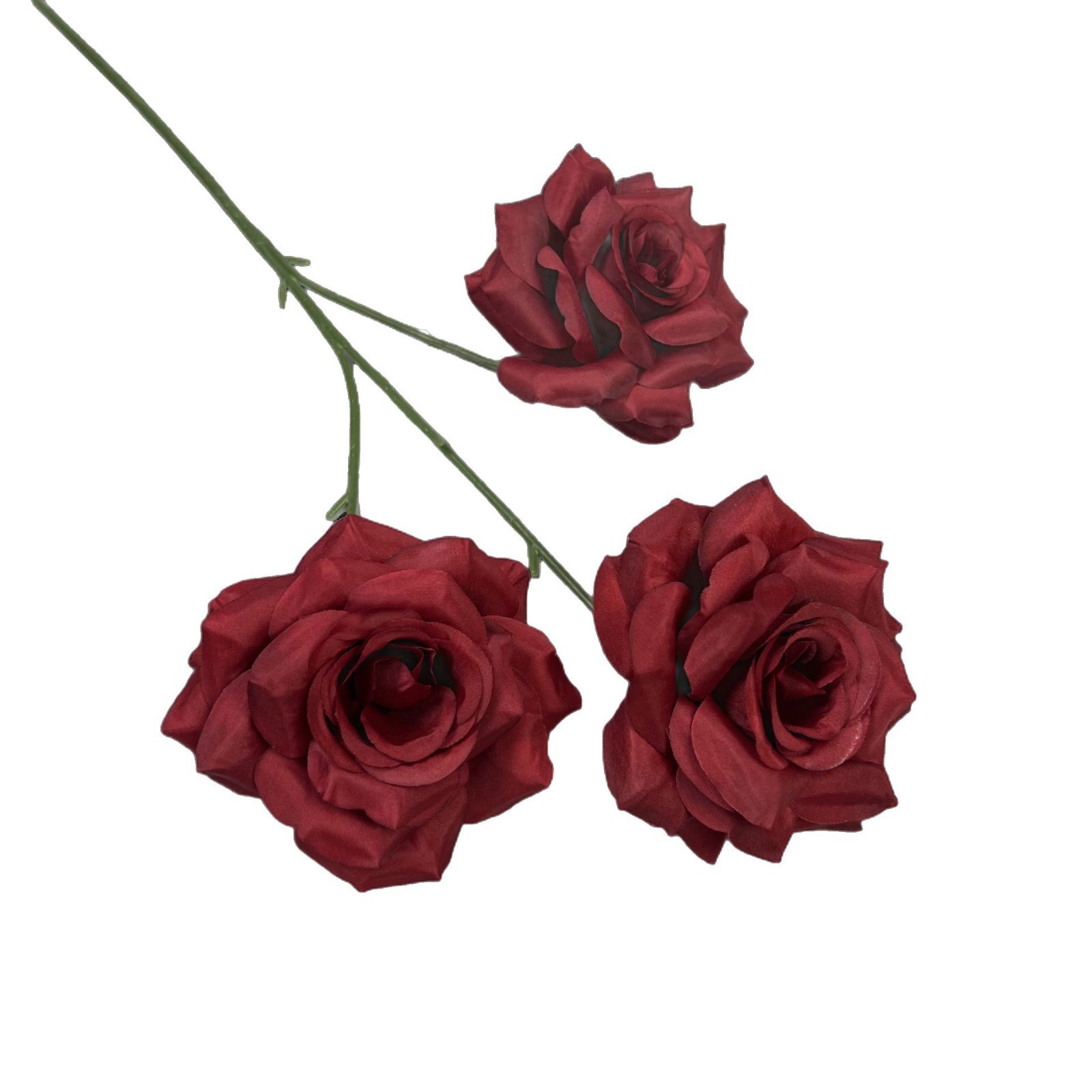 3头钻石玫仿真花婚庆用花玫瑰仿真花装饰摆件假花婚庆地排花玫瑰白底实物图