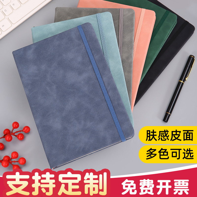 The new a5 portable high-appearance-level strap notebook is a custom enterprise meeting business thickened leather surface notepad