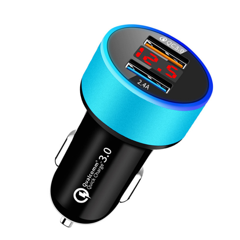أظهر العدد السريع من طراز QC3.0 محول طاقة من طراز USB من طراز 5V2.4A محول طاقة من طراز 18W في مركبة شحن ذات شغلتين Item Picture