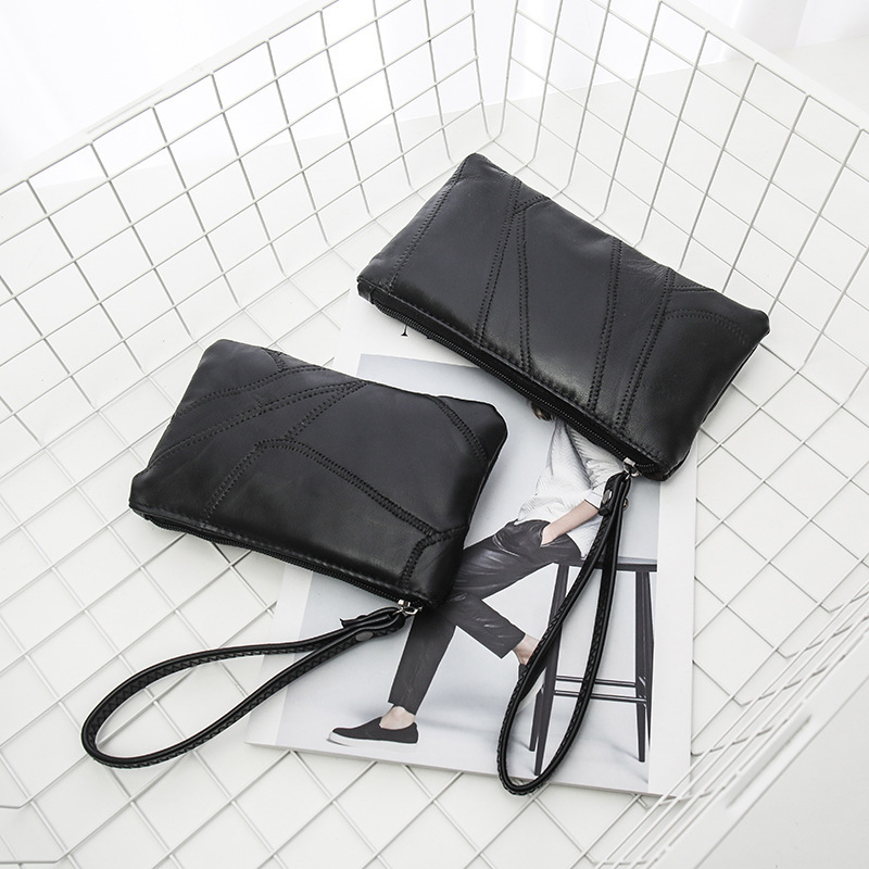 Factory direct sales of women's bags, fashionable spliced soft leather mobile phone coin purse, Korean-style versatile clutch for ladies Application Scenario