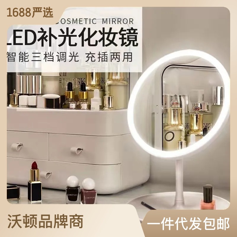 Led Makeup Mirror With Light Table Type Internet Celebrity Female Filling Light Small Mirror Ins Style Dormitory Desktop Portable Small Vanity Mirror full figure