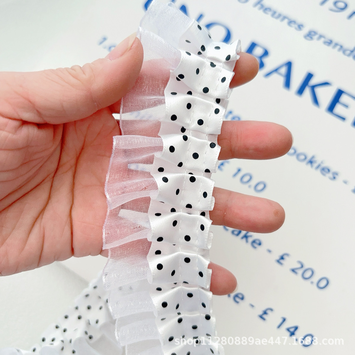 4cm discounted pleated double-layer polka dot yarn strap diy children's clothing accessories toys Fresh lace trim clothing accessories details Picture