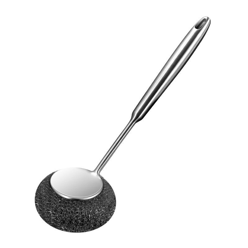 304 Stainless Steel Pot Brush Does Not Harm The Pot Household Long Handle Steel Ball Brush Kitchen Stove Cleaning Tools Item Picture