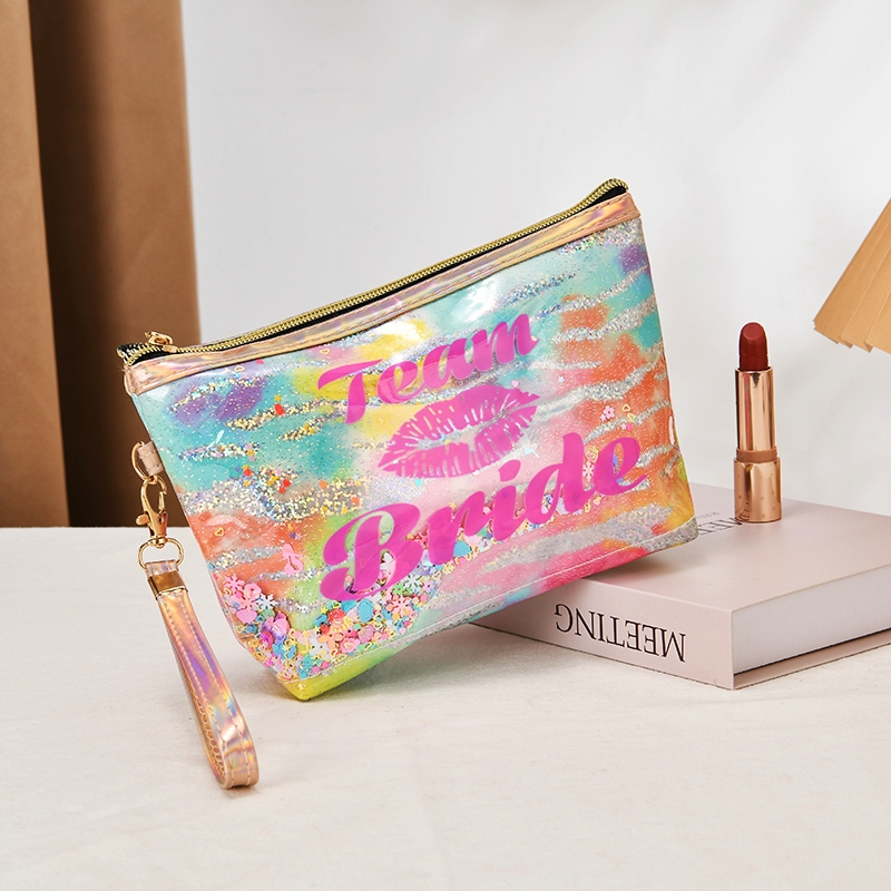Cross-border new Bride bright pink makeup bag, women's printed storage bag, clutch bag, travel storage bag manufacturer Specification image