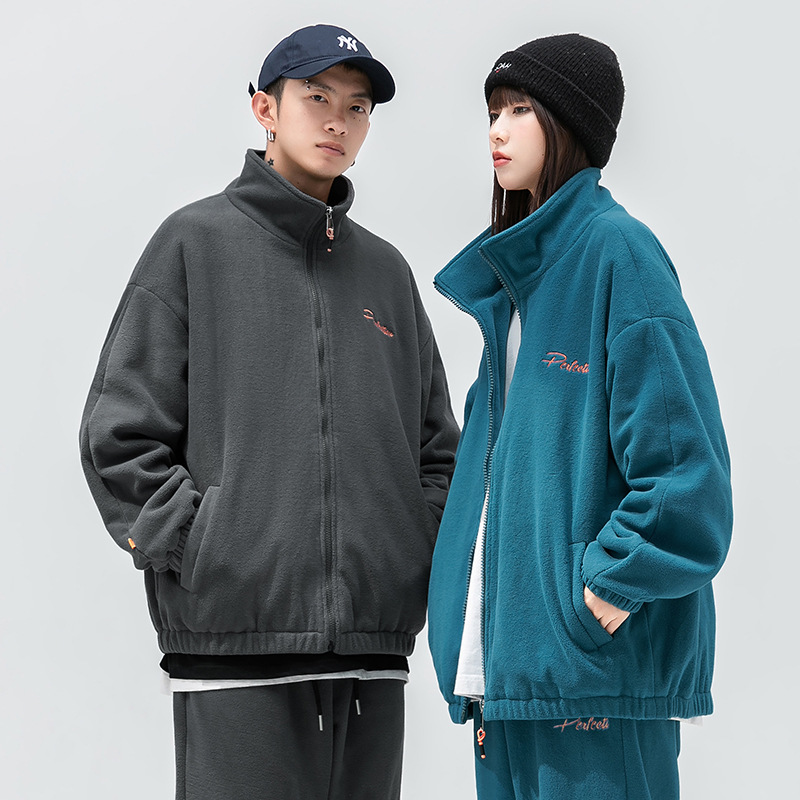 Hanlu Day Men's 2022 Autumn New Polar Fleece Coat Male Loose Couple Suit All The Fashion Brand Jacket details Picture