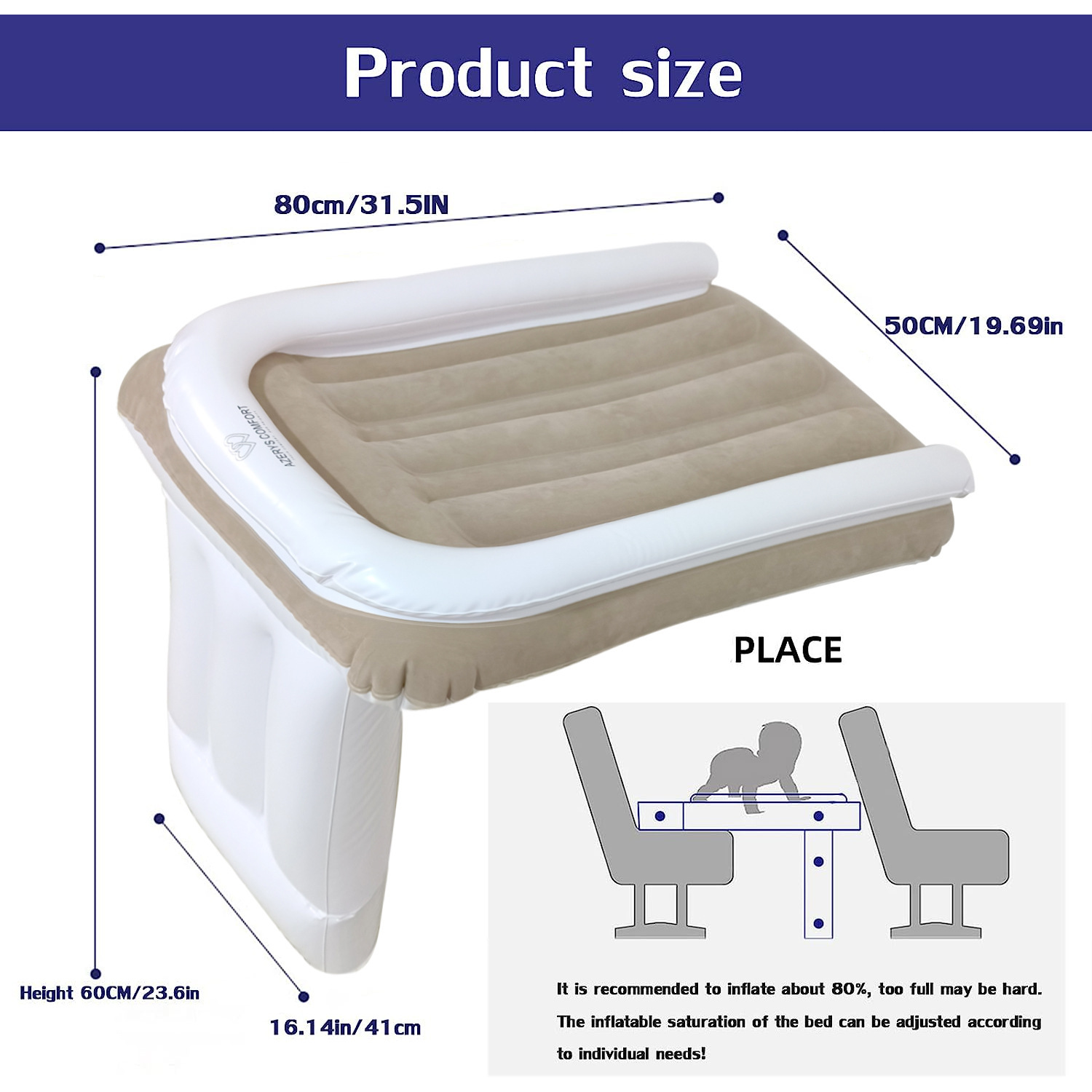 وسائد قابلة للطي في مؤخرة سيارة طفل ذي فراش قابل للنفخ Specification image