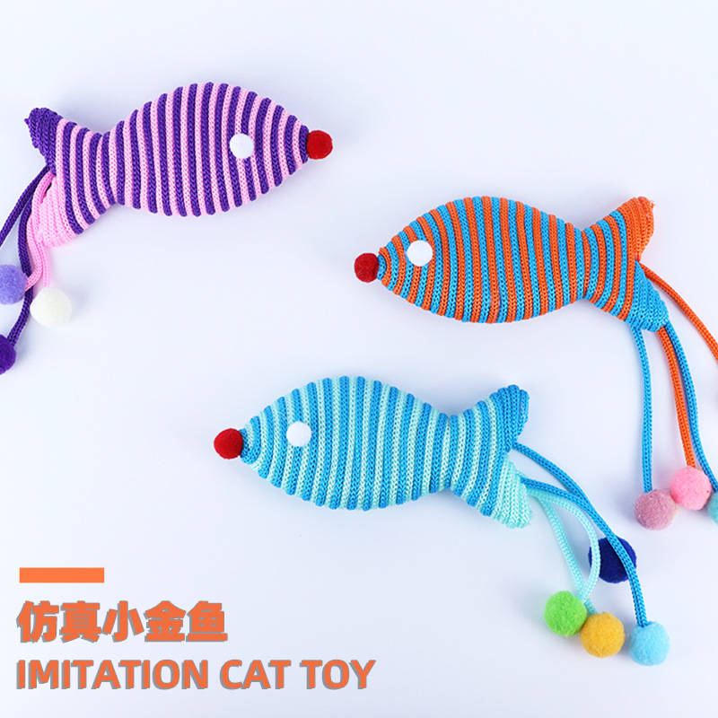 Cute tickle cat bite resistant automatic tickle cat health and safety pet cat toy nylon simulation goldfish factory direct sales full figure