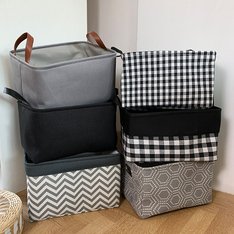 Three-layer thick fabric storage basket Student books dormitory storage basket snacks clothes storage basket desktop storage basket