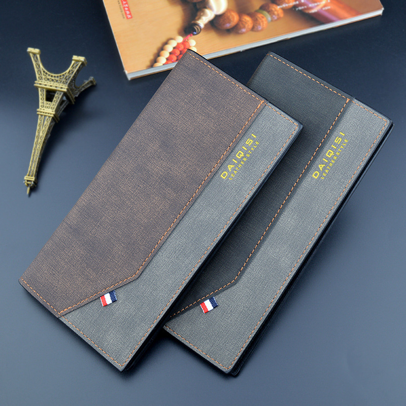 New Men's Wallet, Men's Long Suit Bag, Thin Soft Wallet, Multiple Compartments, Large Capacity, Fashionable Youth Color-Matching Wallet details Picture