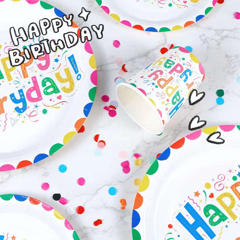 Picnic Disposable Tableware Birthday Party Paper Plate Tablecloth Cake Plate Children Dessert Table Decoration Scene Layout Application Scenario