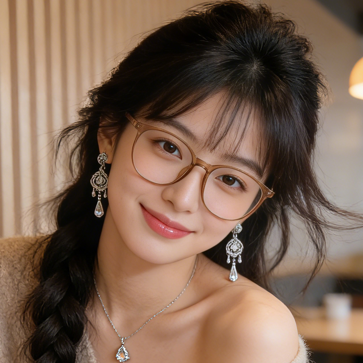 The large-framed anti-blue light flat glasses can be paired with myopia glasses frames. They are popular and artistic glasses on Xiaohongshu Application Scenario