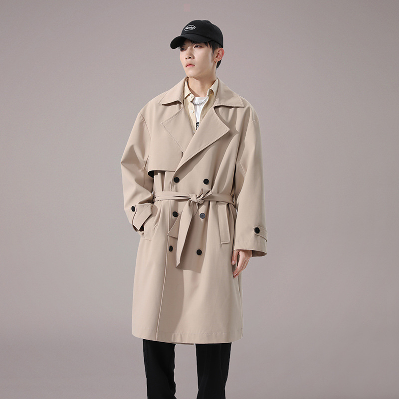 Cabello sustituto al por mayor hombre inglés khaki largo estilo trenzador hombre otoño invierno nuevo pequeño tamaño mediano exterior abrigo