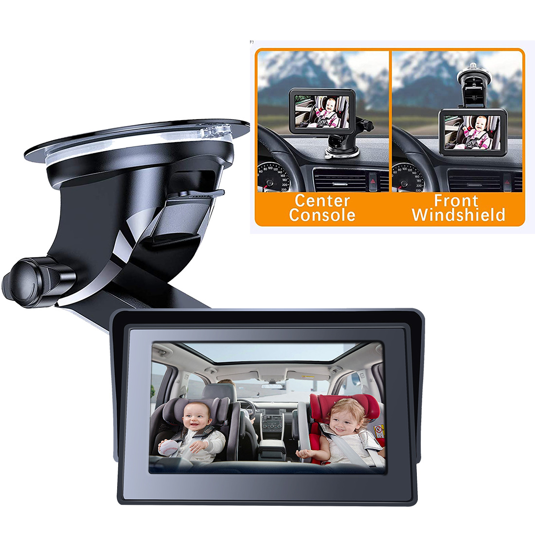 跨境4.3寸高清夜视车载婴儿镜监控器car baby mirror Monitor详情图3