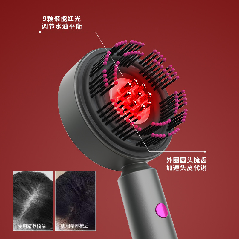 Red light electric massage comb liquid kneading scalp essence application device, hair health essential oil meridian combing hair massage instrument Specification image