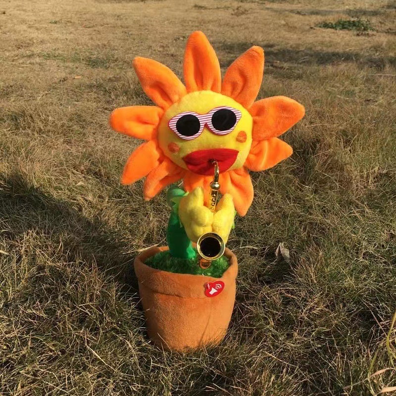 Cross-border electric singing recording, repetition, saxophone, seductive flower, sunflower, dancing, repetition, toy charging details Picture