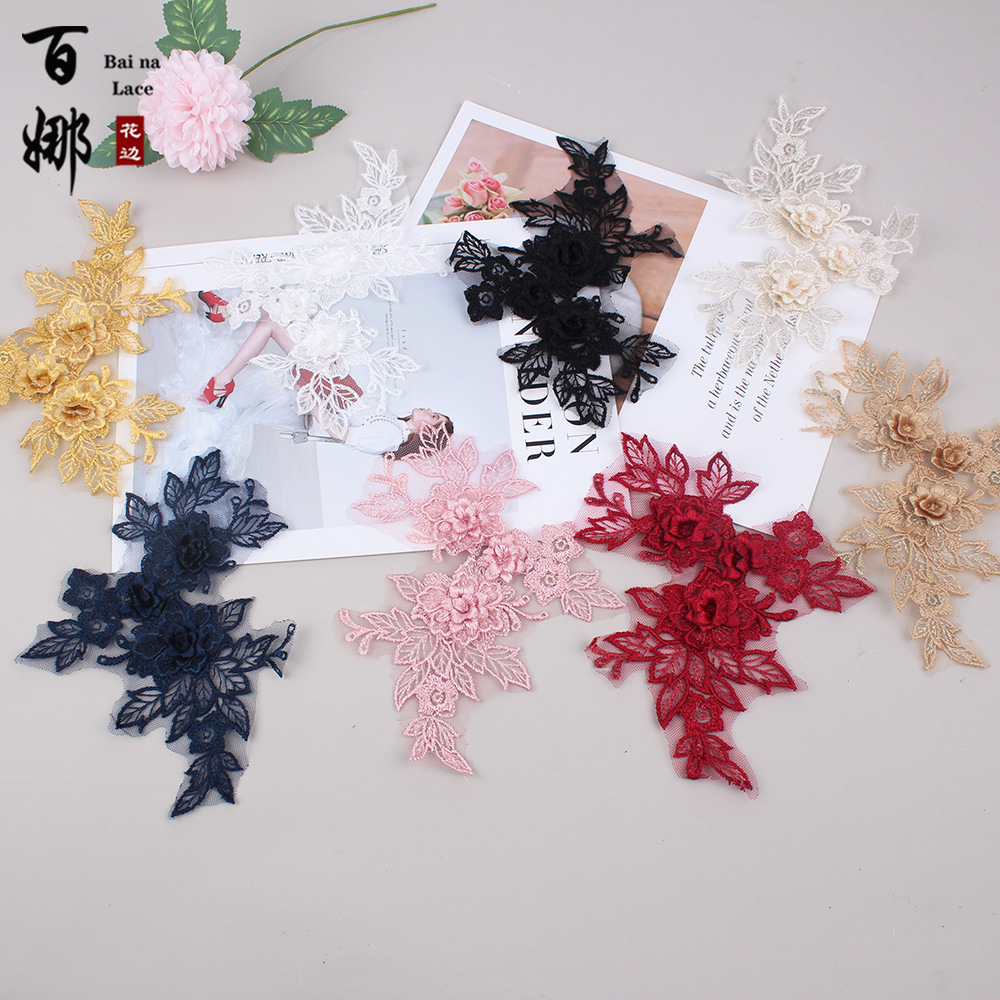 diy hand-sewn three-dimensional children's clothing with net bottom, flower embroidery, flower pieces, fan patches, applied-up flowers, lace, trim and accessories Specification image