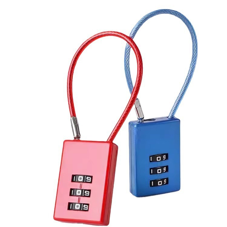 Steel wire rope password padlock, small storage cabinet, suitcase, dormitory cabinet, steel cable lock, basket, helmet cabinet door lock Item Picture