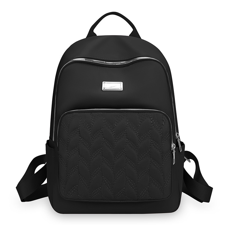 [pérdida clara] nueva dama mochila moda bordar línea mochila de tela oxford de gran capacidad bolsa de estudiante casual Item Picture
