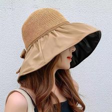 经典时尚爆款夏季防晒黑胶遮阳帽防紫外线大檐遮脸太阳空顶帽