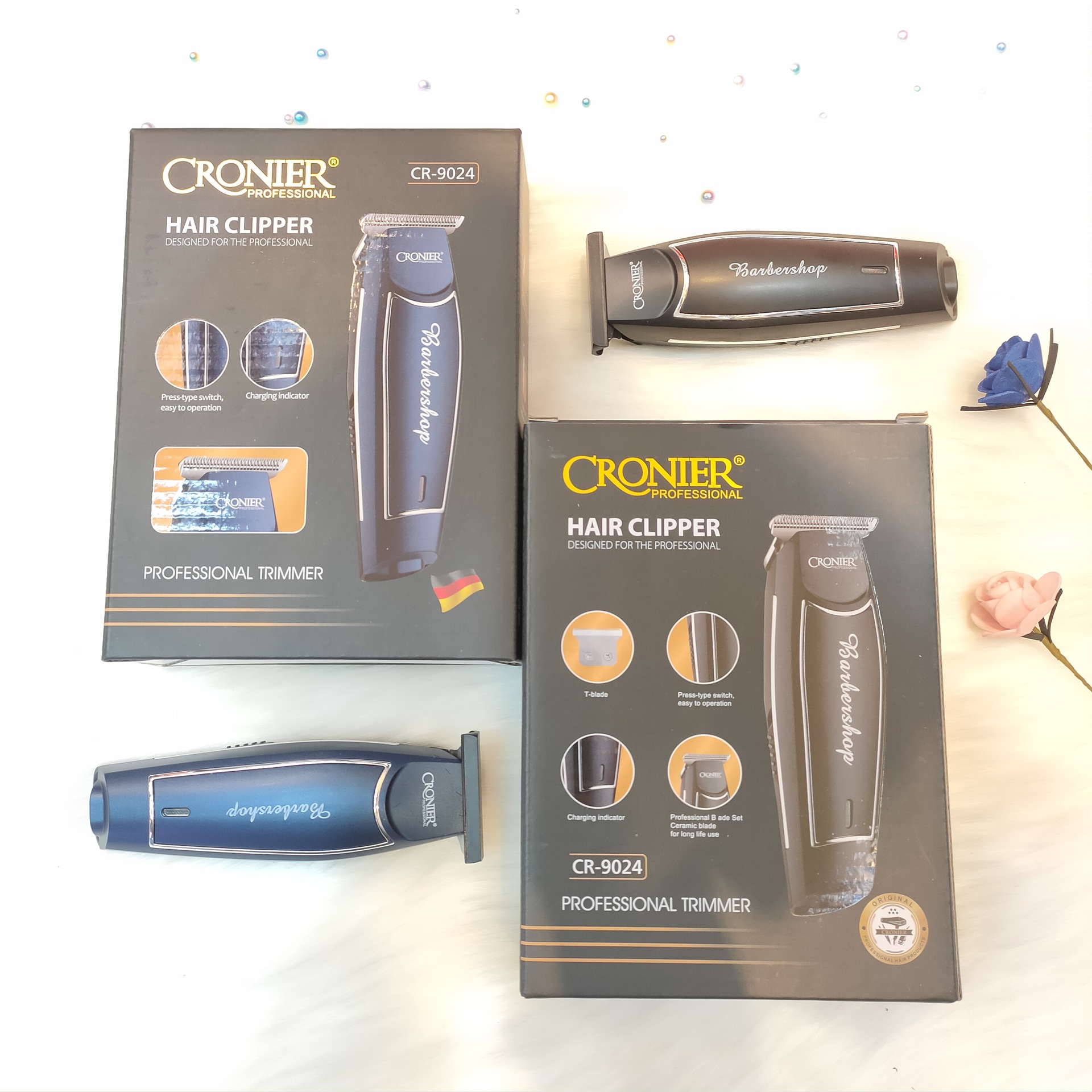 CRONIER CR-9024 Retro Oil Head Pusher Clipper Rechargeable Pusher Clipper Sculpted Styling Hairdresser With shaved head notch thumbnail